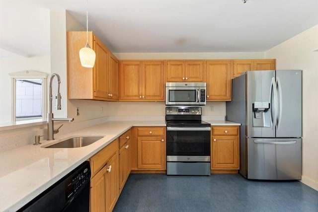 350 Revere Beach Blvd Unit 4P, Revere, MA 02151 - kitchen with appliances with stainless steel finishes, a sink, decorative light fixtures, and light stone counters