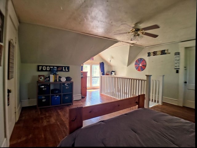 6 Cleveland Ave, Westfield, MA 01085 - bedroom featuring baseboards, ceiling fan, wood finished floors, and lofted ceiling