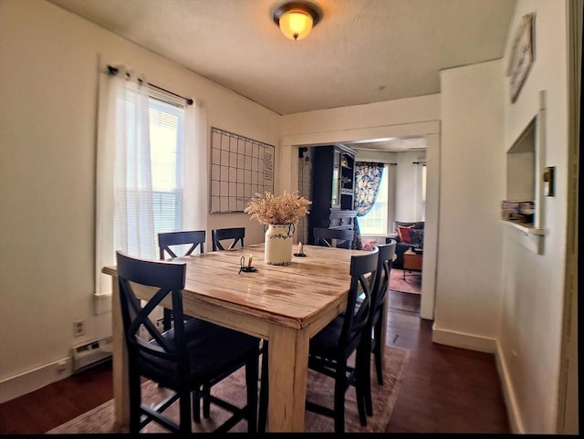 6 Cleveland Ave, Westfield, MA 01085 - dining area featuring baseboards, dark wood-style floors, and a wealth of natural light