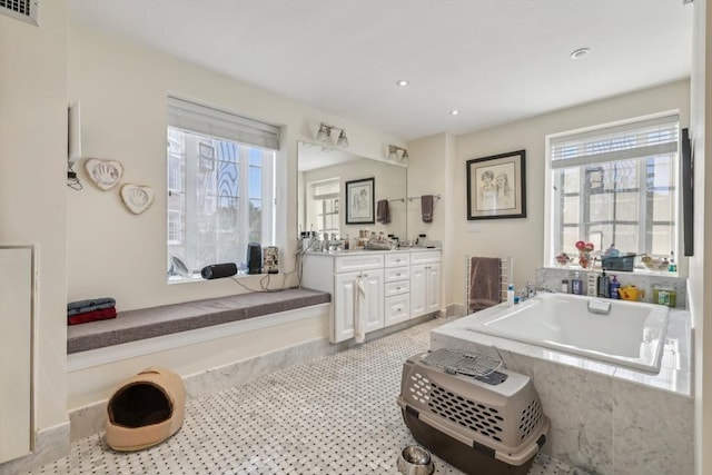 20 Chapel St Unit B811, Brookline, MA 02446 - full bath featuring a bath, vanity, and recessed lighting
