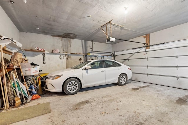 garage with a garage door opener