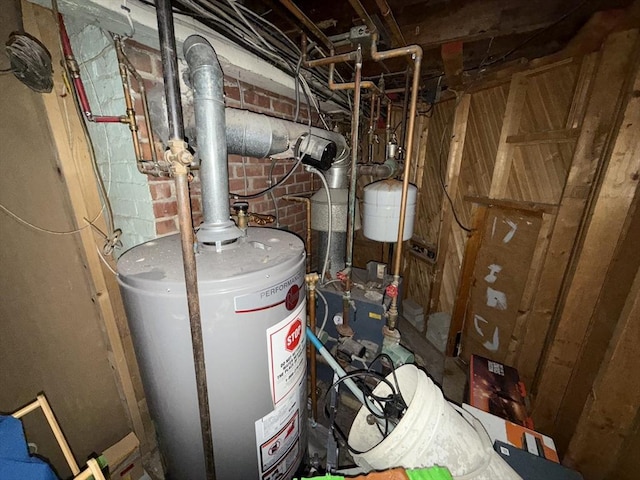 utility room with gas water heater