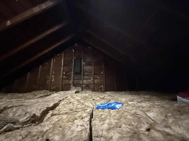 view of unfinished attic