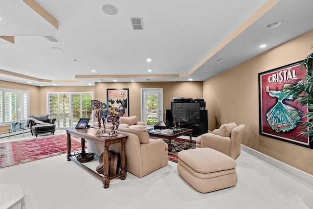 202 Allandale Rd Unit A, Boston, MA 02467 - living area featuring a raised ceiling, recessed lighting, and baseboards