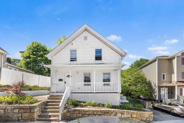 150 Belmont St, Worcester, MA 01605 - view of front of property featuring covered porch and stairway