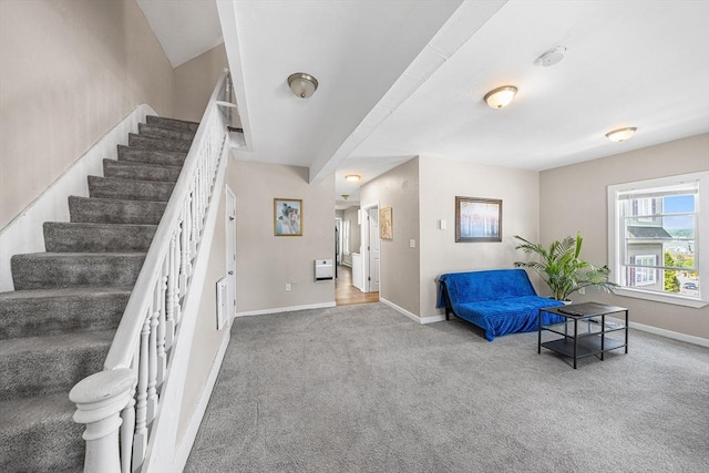150 Belmont St, Worcester, MA 01605 - staircase featuring carpet and baseboards