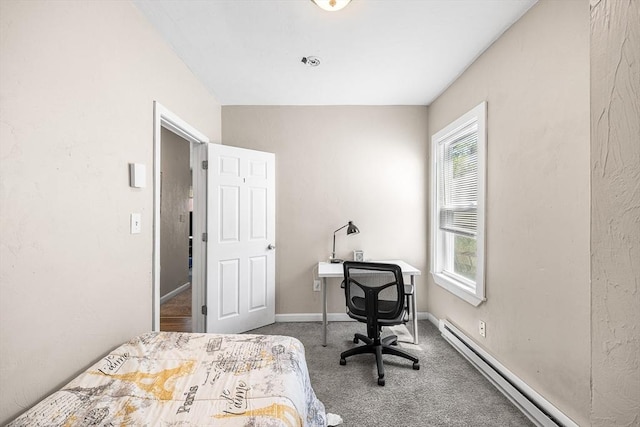 150 Belmont St, Worcester, MA 01605 - bedroom featuring a baseboard radiator, carpet flooring, and baseboards