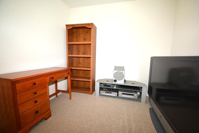 interior space featuring light colored carpet