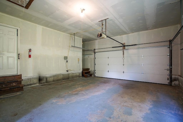 garage with a garage door opener