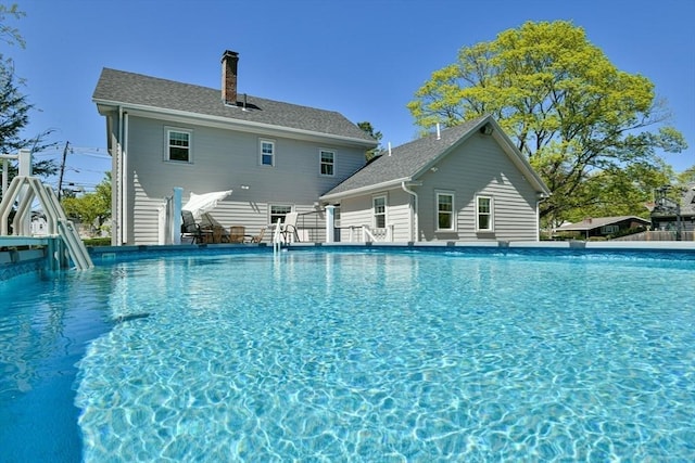 view of pool featuring a fenced in pool
