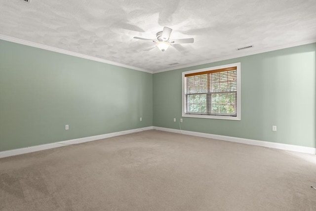 41 Winter Ln Unit 41, Tewksbury, MA 01876 - empty room featuring crown molding, light carpet, ceiling fan, baseboards, and a textured ceiling