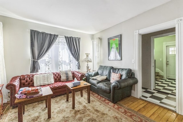 living area featuring hardwood / wood-style floors
