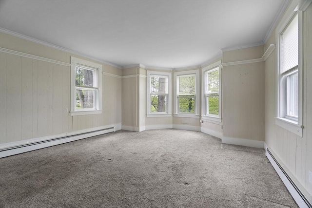 51 Prospect St, Webster, MA 01570 - empty room featuring baseboard heating, crown molding, and carpet