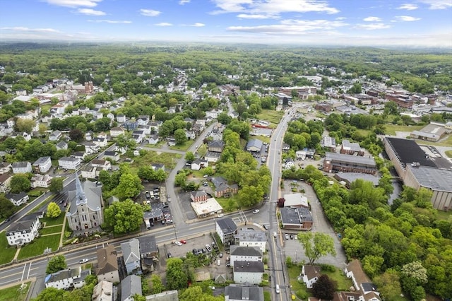 51 Prospect St, Webster, MA 01570 - aerial overview of property's location with a heavily wooded area and nearby suburban area