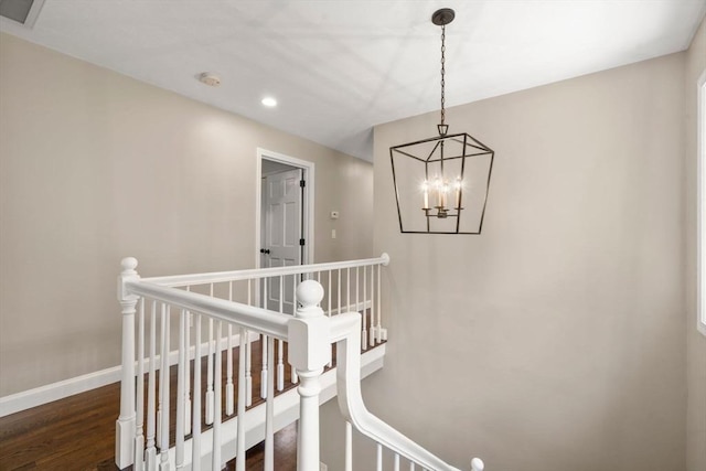172 Carolyn Cir, Marshfield, MA 02050 - stairway with a chandelier, wood finished floors, and recessed lighting