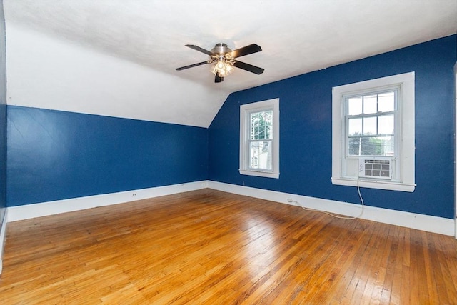 13 Mullin Ave, Quincy, MA 02169 - bonus room featuring hardwood / wood-style floors, a ceiling fan, lofted ceiling, and cooling unit