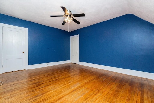 13 Mullin Ave, Quincy, MA 02169 - spare room featuring hardwood / wood-style floors, ceiling fan, and lofted ceiling