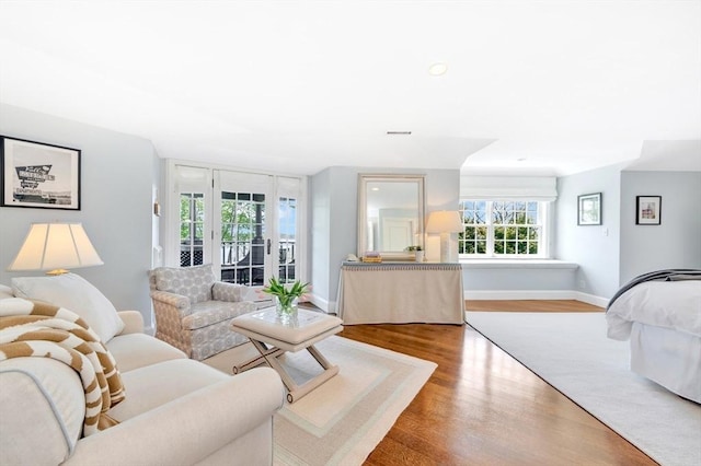 living room with wood-type flooring