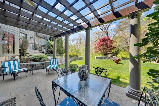 view of patio / terrace featuring a pergola