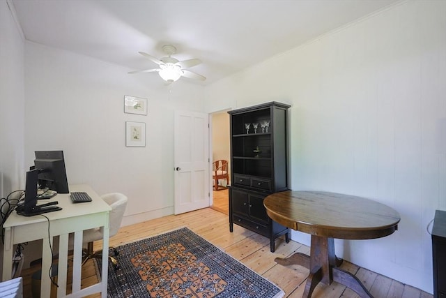 5 Pleasant St, Bourne, MA 02532 - home office featuring light wood finished floors and a ceiling fan