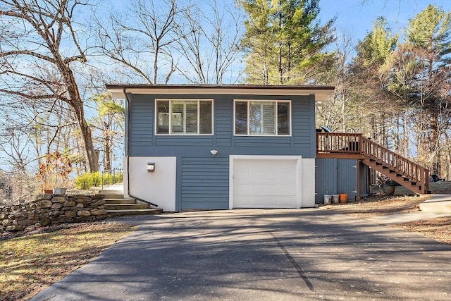 exterior space with a garage