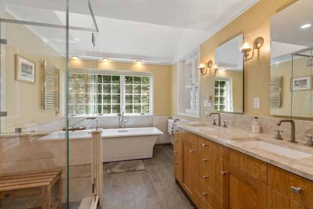 bathroom featuring a shower stall, plenty of natural light, and a sink