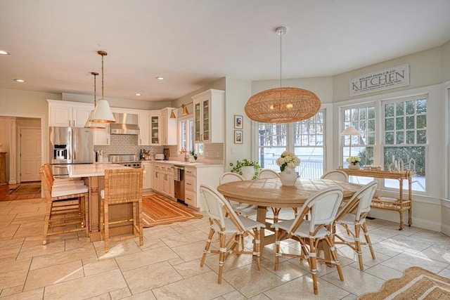 dining area featuring sink