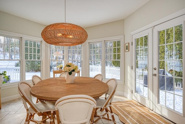 sunroom / solarium with french doors