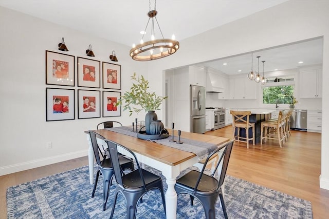 2 Turning Leaf Rd, Ludlow, MA 01056 - dining area featuring a chandelier, light wood-style flooring, baseboards, and recessed lighting