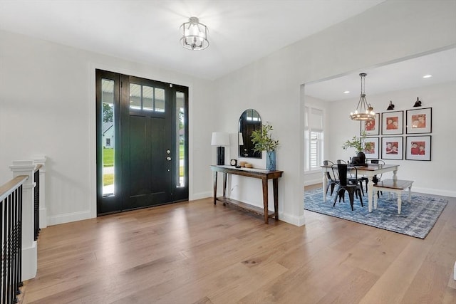2 Turning Leaf Rd, Ludlow, MA 01056 - foyer entrance featuring a chandelier, light wood finished floors, baseboards, and recessed lighting