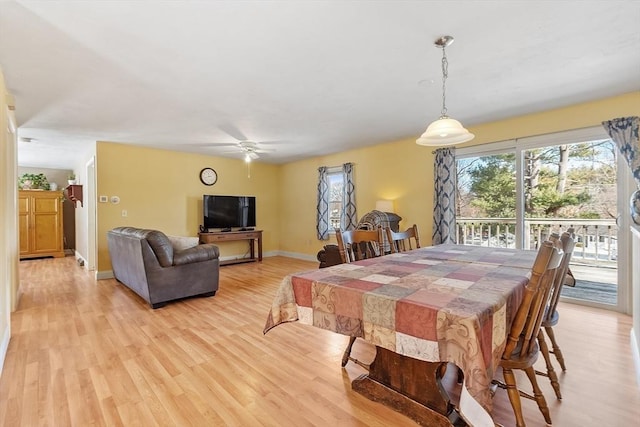40 Flaggler Rd, Leominster, MA 01453 - dining room with light wood finished floors, ceiling fan, and baseboards
