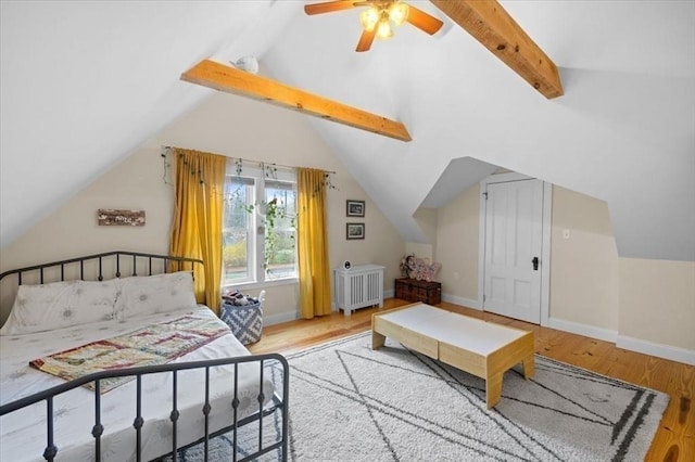 44 Prospect Rd, Plympton, MA 02367 - bedroom featuring radiator, wood finished floors, baseboards, and ceiling fan