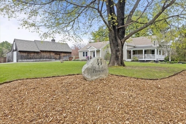 44 Prospect Rd, Plympton, MA 02367 - rear view of property with a yard and covered porch