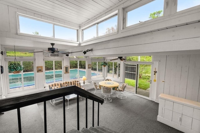 50 Thompson St, Dedham, MA 02026 - sunroom featuring a ceiling fan and plenty of natural light