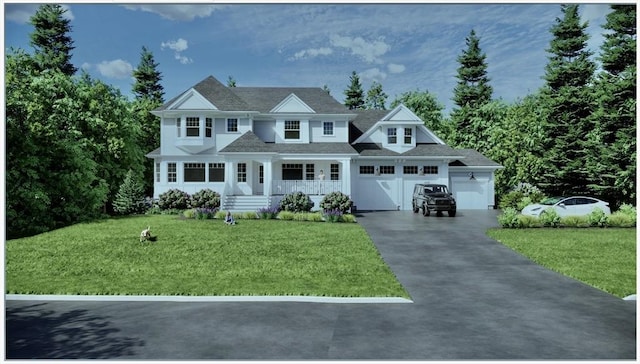 251 Prospect St, Norwell, MA 02061 - shingle-style home with driveway, a porch, a front lawn, and an attached garage