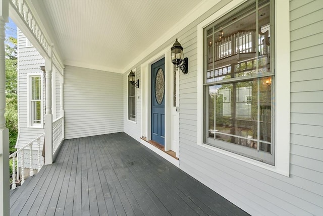 wooden deck with covered porch