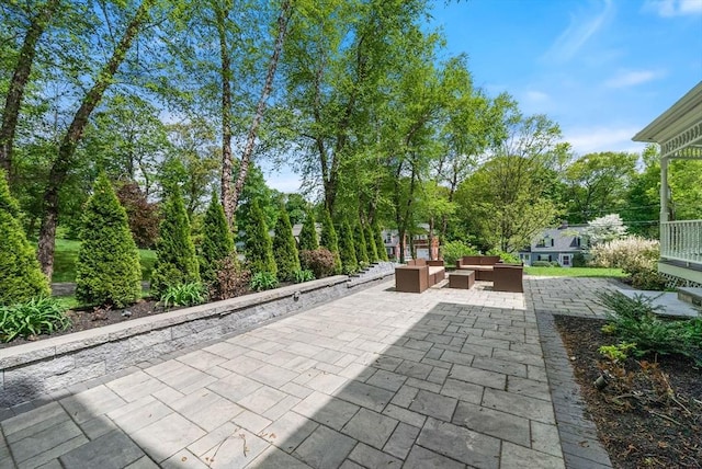view of patio with an outdoor living space