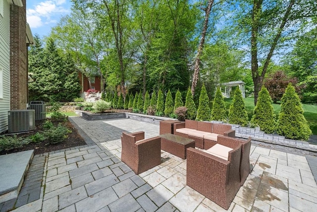 view of patio / terrace featuring central AC and an outdoor hangout area