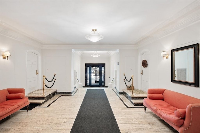 250 Beacon Unit 1B, Boston, MA 02116 - common area featuring ornamental molding and a decorative wall