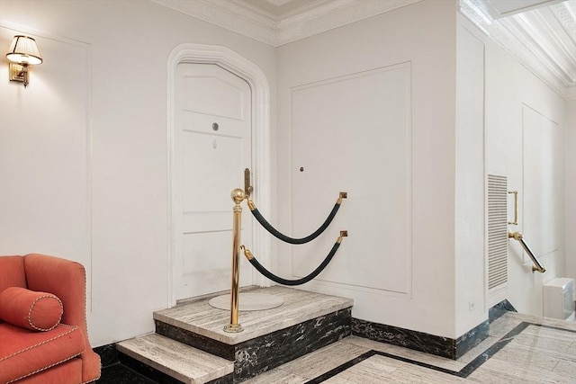 250 Beacon Unit 1B, Boston, MA 02116 - hall featuring ornamental molding and baseboards