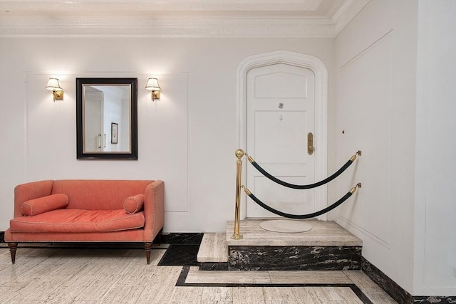 250 Beacon Unit 1B, Boston, MA 02116 - living area featuring crown molding and wood finished floors