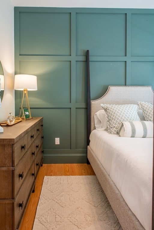 bedroom with light wood-type flooring