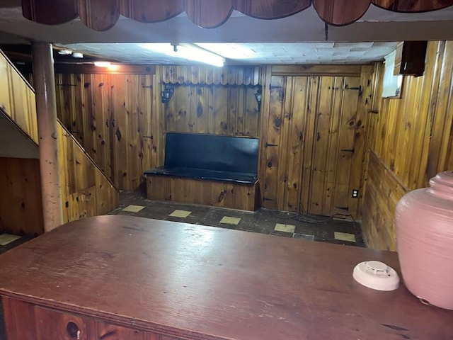 107 Rollins St, Springfield, MA 01109 - finished basement with wood walls and stairs