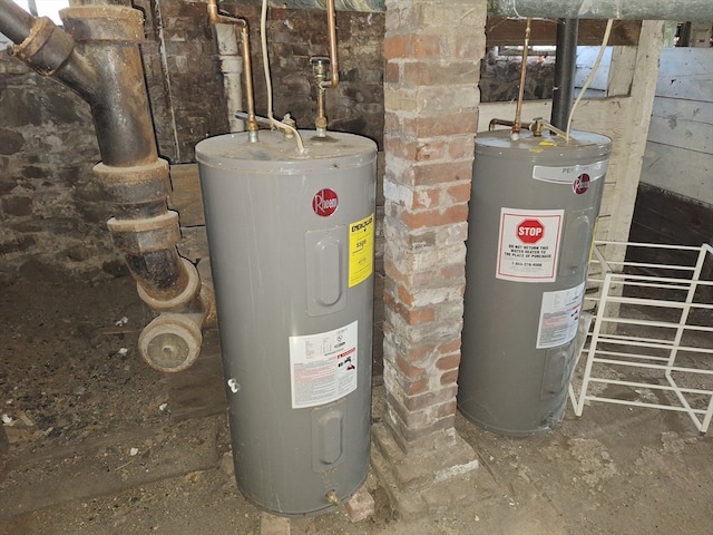 utility room featuring water heater