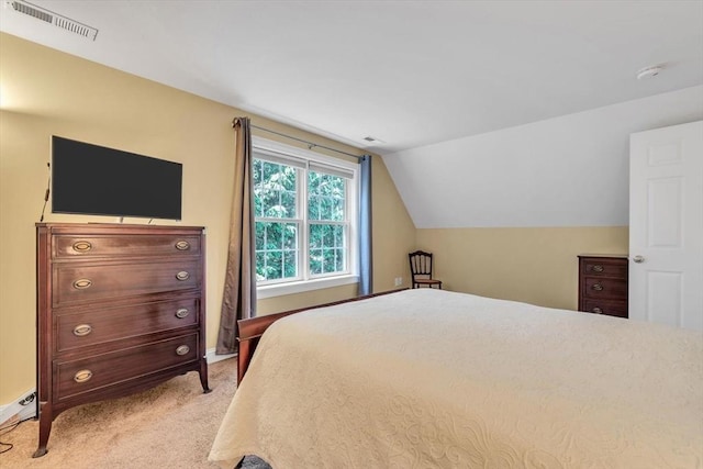 80 Schooner Ln, Barnstable, MA 02601 - bedroom with light carpet, vaulted ceiling, a baseboard heating unit, and baseboards