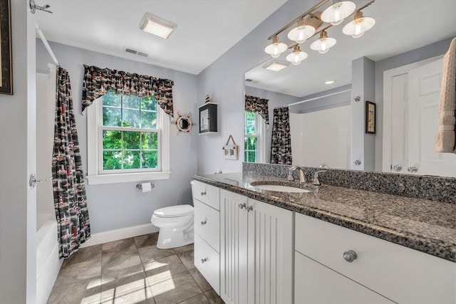 80 Schooner Ln, Barnstable, MA 02601 - full bathroom featuring vanity, toilet, baseboards, and shower / tub combo