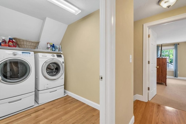 80 Schooner Ln, Barnstable, MA 02601 - laundry area with separate washer and dryer, light wood finished floors, and baseboards