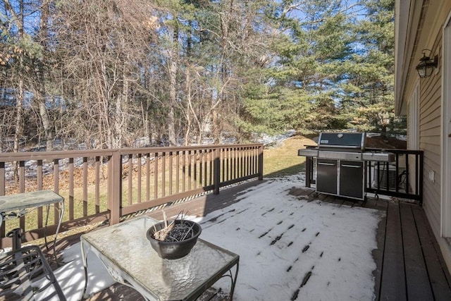 wooden deck featuring area for grilling