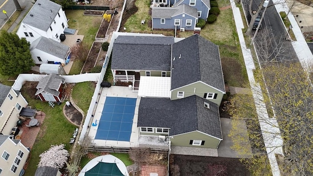 bird's eye view with a residential view