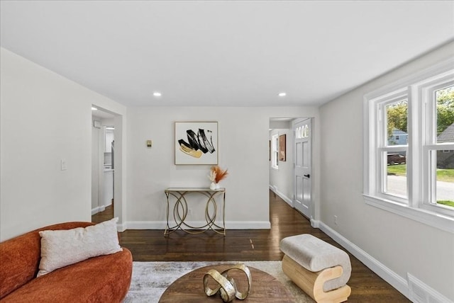 7 Curran Ter, Randolph, MA 02368 - living room with dark wood finished floors, recessed lighting, and baseboards